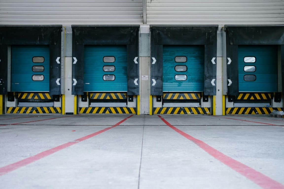 Temperature-controlled loading bays at a distribution warehouse